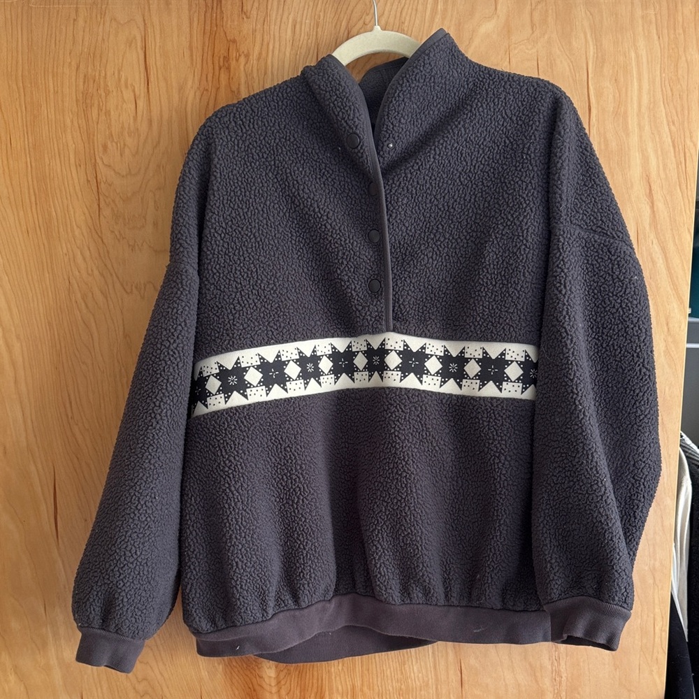 Madewell Dark Gray Sherpa Pullover